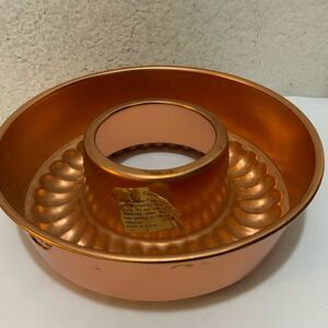 Vintage Mirro Copper Tone Jello Mold Bundt Cake Pan Tin Circle 6 Cup